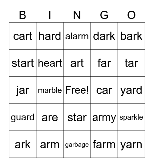 AR Bingo Card
