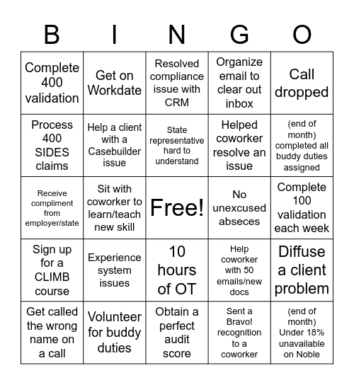 September ADP BINGO Card