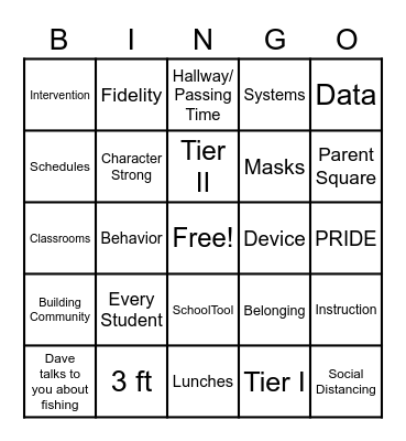 NHS Faculty Meeting Bingo Card
