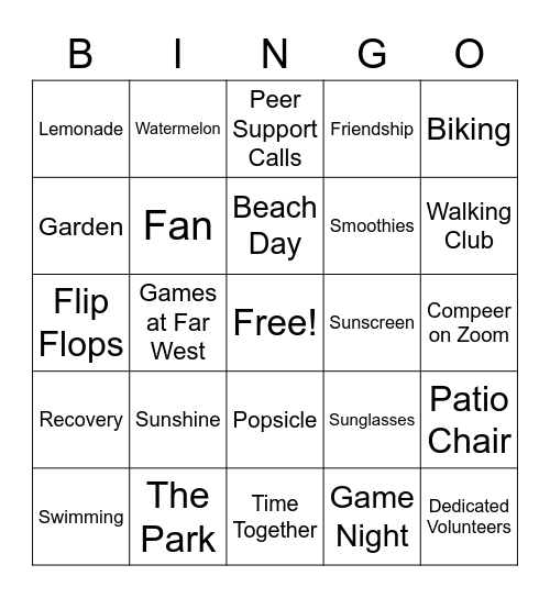 Compeer Summer Bingo Card