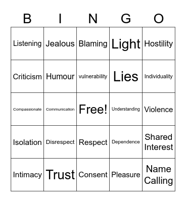 Relatio Bingo Card