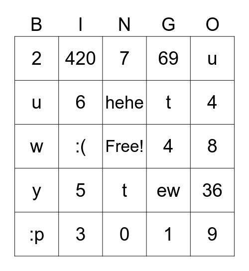 Spanish Test Bingo Card