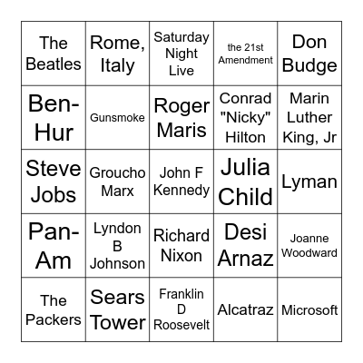 Trivia Bingo Card