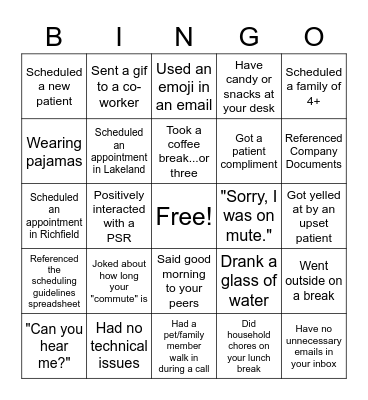 Continuing Care Bingo Card