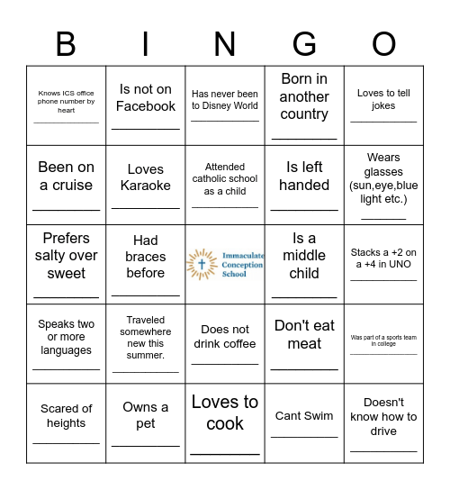 ICS BINGO Card