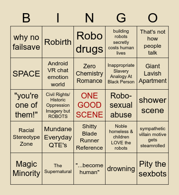 Detroit Become Human Bingo Card