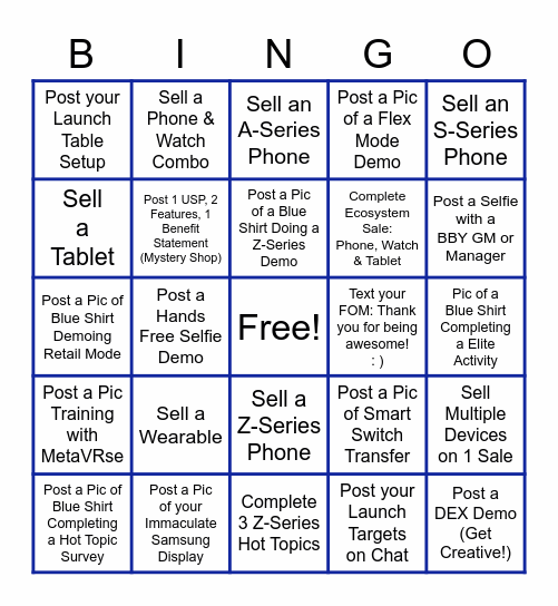 SEC Launch Bingo Card