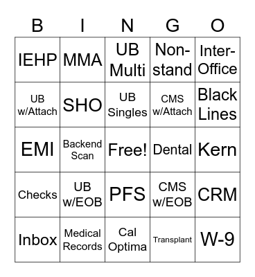 Doc Prep Bingo Card