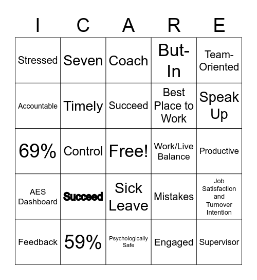 I.C.A.R.E. Bingo! Bingo Card