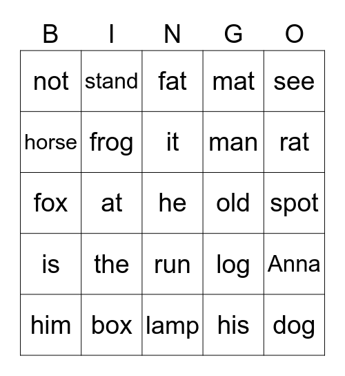 SIGHT WORDS Bingo Card