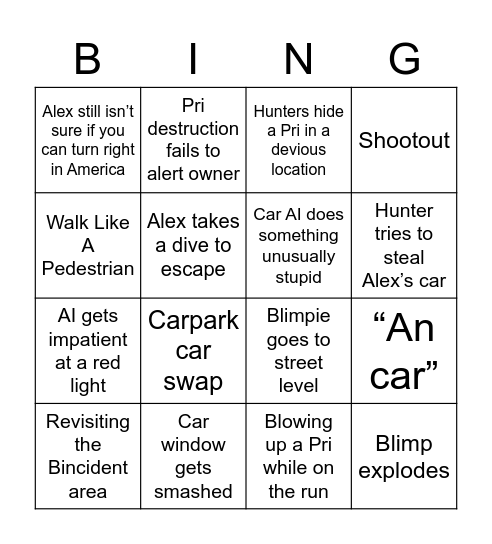 Survive The Hunt bingo Card