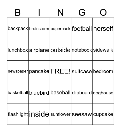 Compound Bingo Card