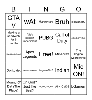 Untitled Bingo Card