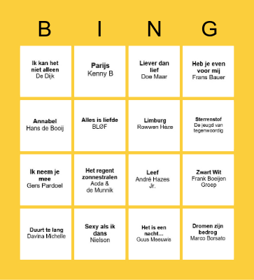 STAAN BINGO THE HOLLAND EDITION Bingo Card