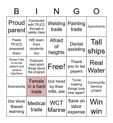 Student Stories Bingo Card