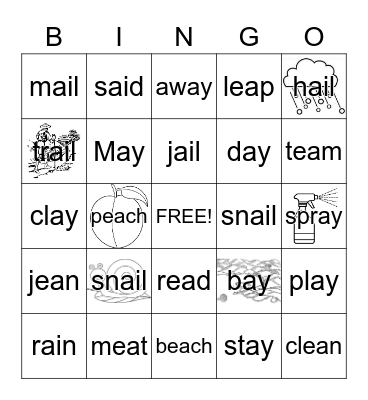 Vowel Teams Bingo Card