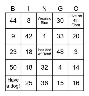 Avista Bingo Card