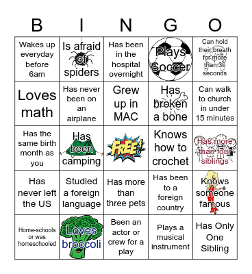 Human Bingo: Find Someone Who... Bingo Card