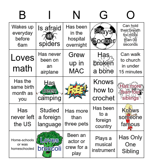 Human Bingo: Find Someone Who... Bingo Card