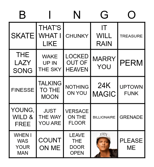 ALL ABOUT BRUNO MARS Bingo Card