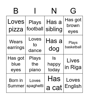 Classmate bingo (6) Bingo Card