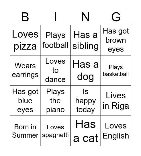 Classmate bingo (6) Bingo Card