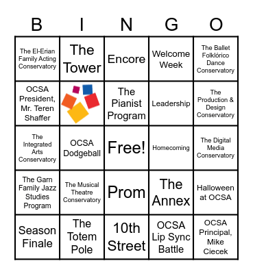 OCSA Bingo! Bingo Card