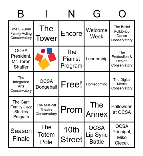 OCSA Bingo! Bingo Card