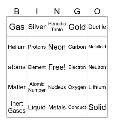 Matter Bingo Card