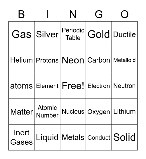 Matter Bingo Card