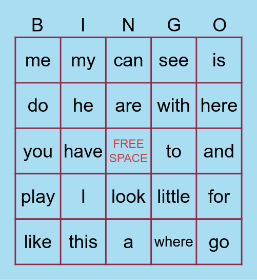 START SMART SIGHT WORD BINGO (1) Bingo Card