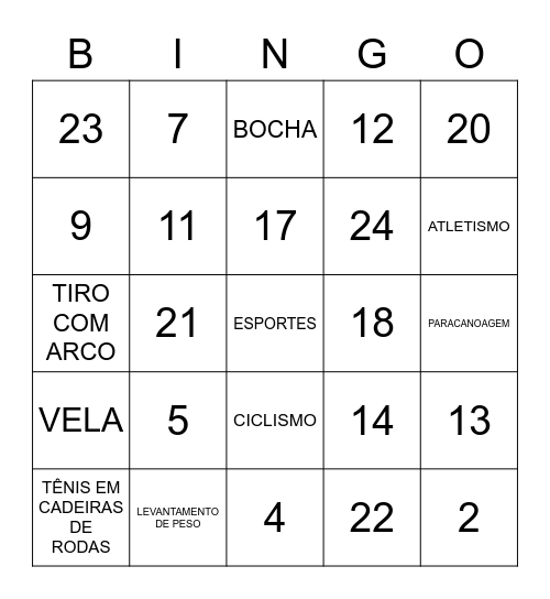 ESPORTES PARALÍMPICOS Bingo Card