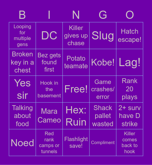 Bez's shenanigans Bingo Card