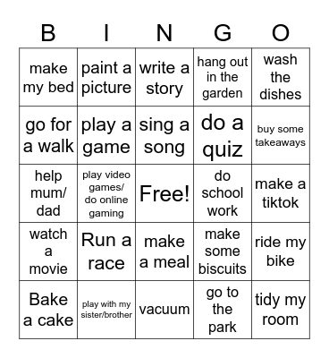 Immersion English Lockdown Bingo Card