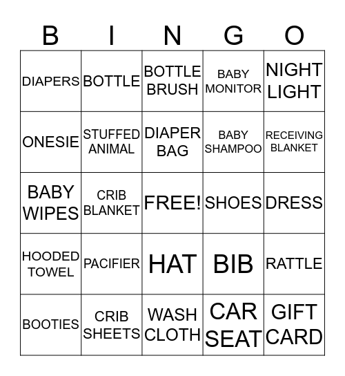 BABY GRACE BINGO Card