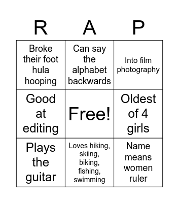 Week 3: H31 Bingo Card