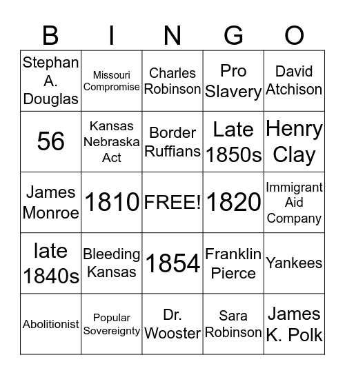 Bleeding Kansas Bingo Card