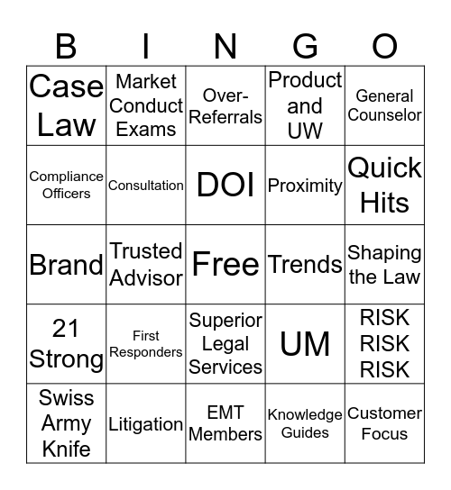 GC Bingo Card