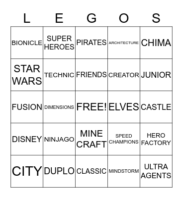 Lego Bingo Card