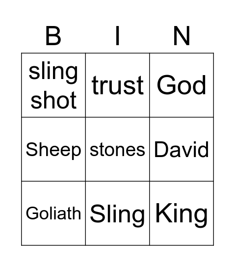 David and Goliath Bingo Card