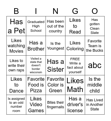 GUESS WHO Bingo Card