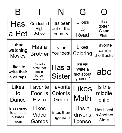 GUESS WHO Bingo Card