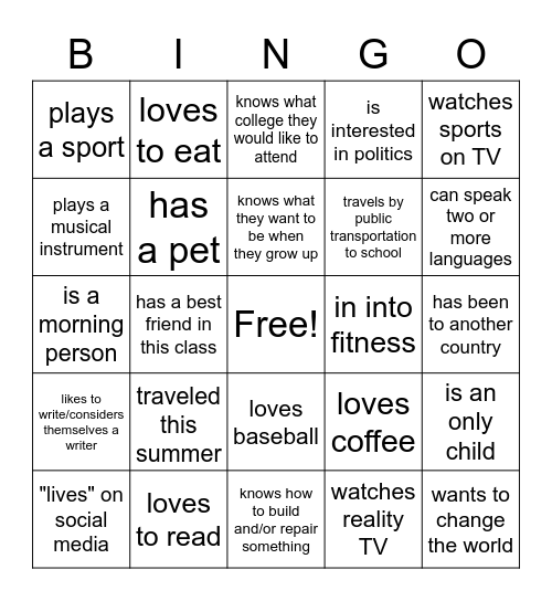 Find Someone Who... Bingo Card