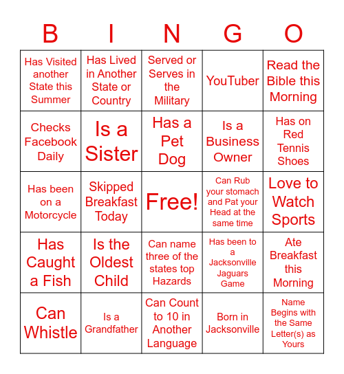 Houston Family Reunion Bingo Card