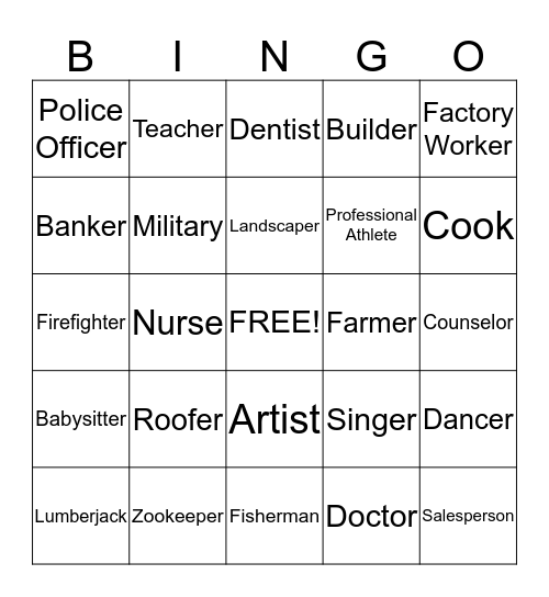 Career Bingo Card