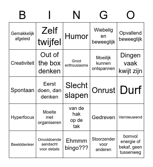 AD(H)D of gewoon chaos? Bingo Card