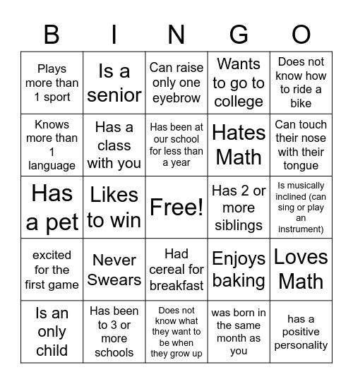 Find someone who... Bingo Card