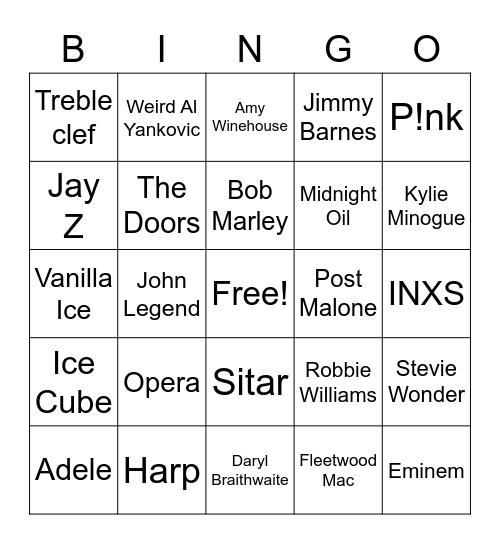Musicology Bingo Card