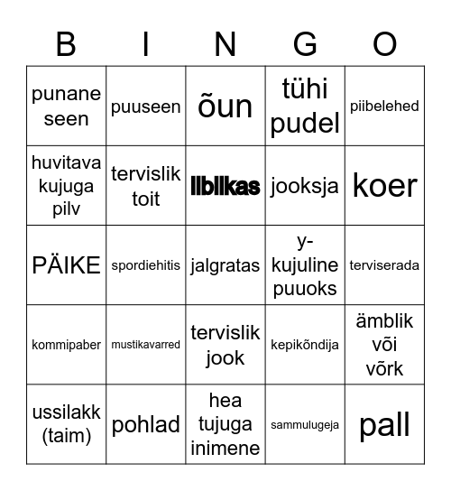 TERVISEPÄEVA BINGO Card