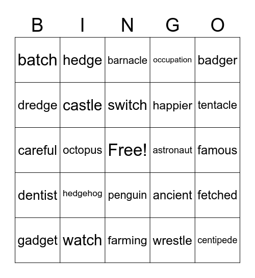 Bingo! Bingo Card